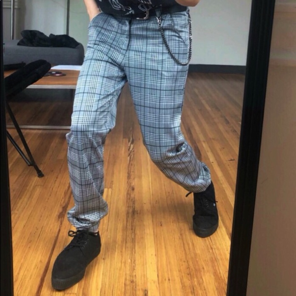 Shein Plaid Button High waisted pants SMALL